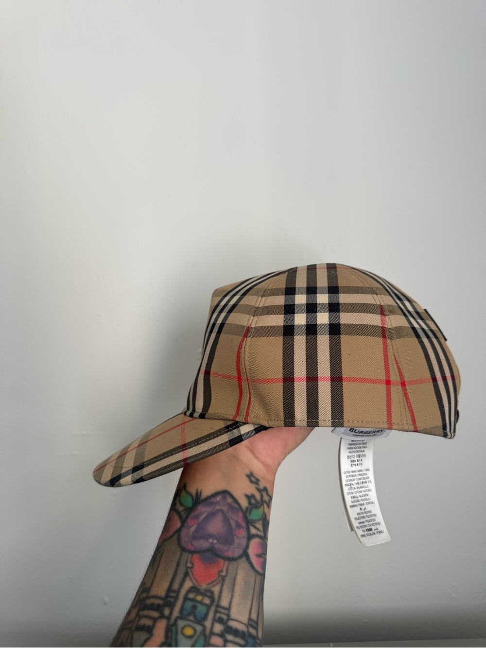 Burberry Tan Plaid Baseball Cap with Black & Red Accents - Picture 8 of 10